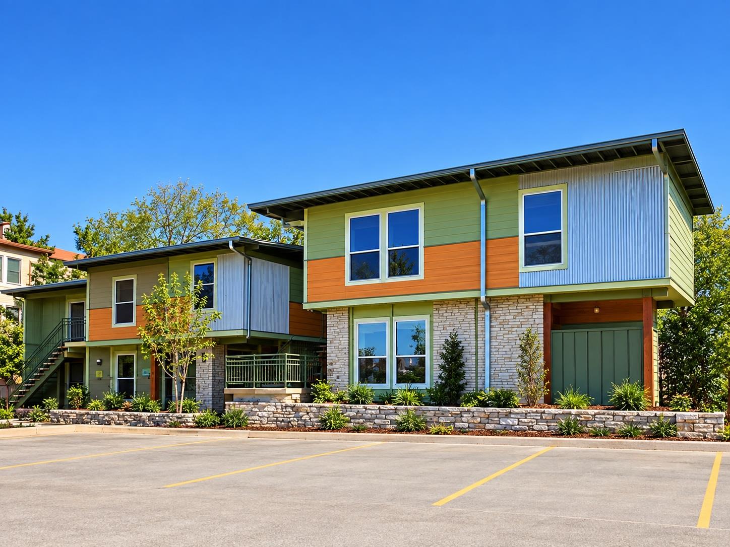 Modern multi-family architectural design features