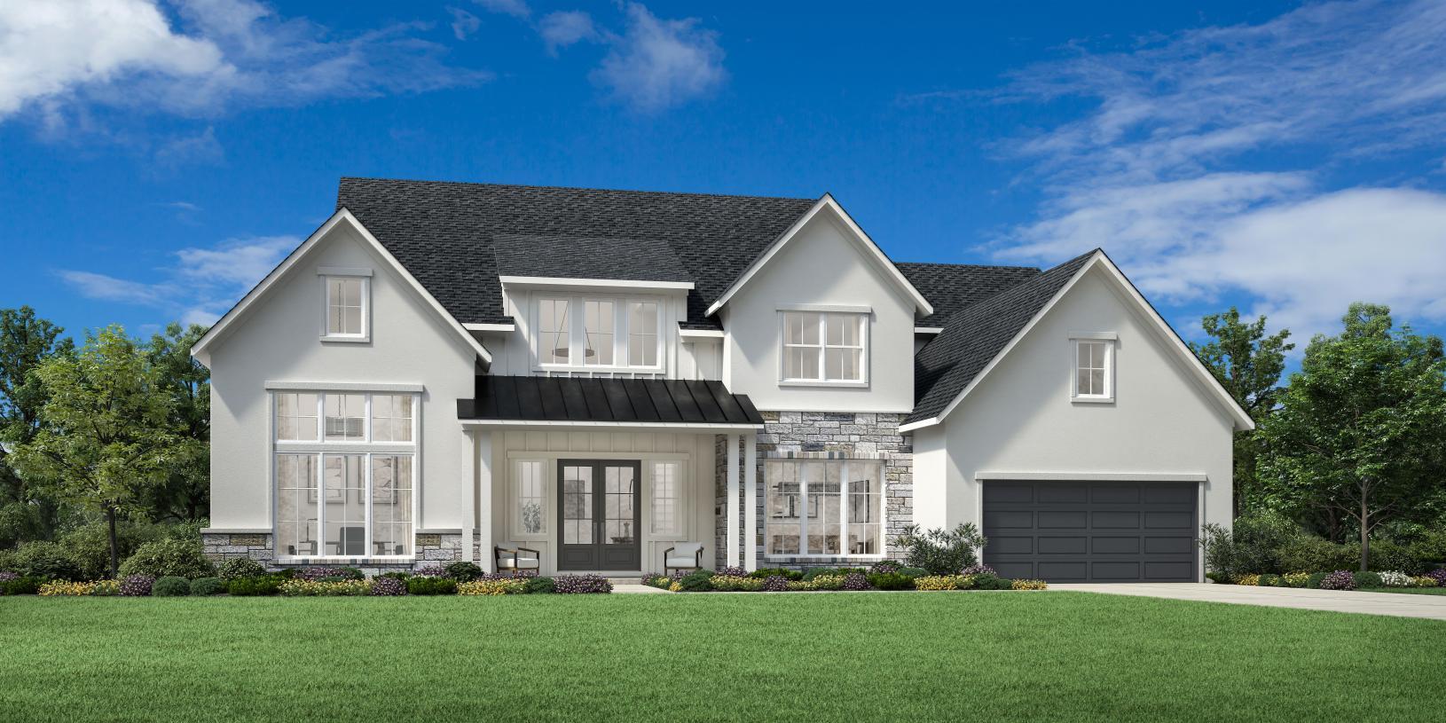 A classic exterior with a contrasting metal porch