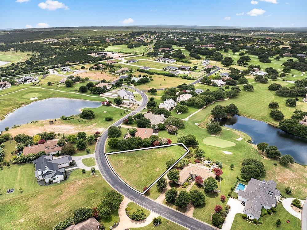 An aerial perspective reveals a prime vacant lot 
