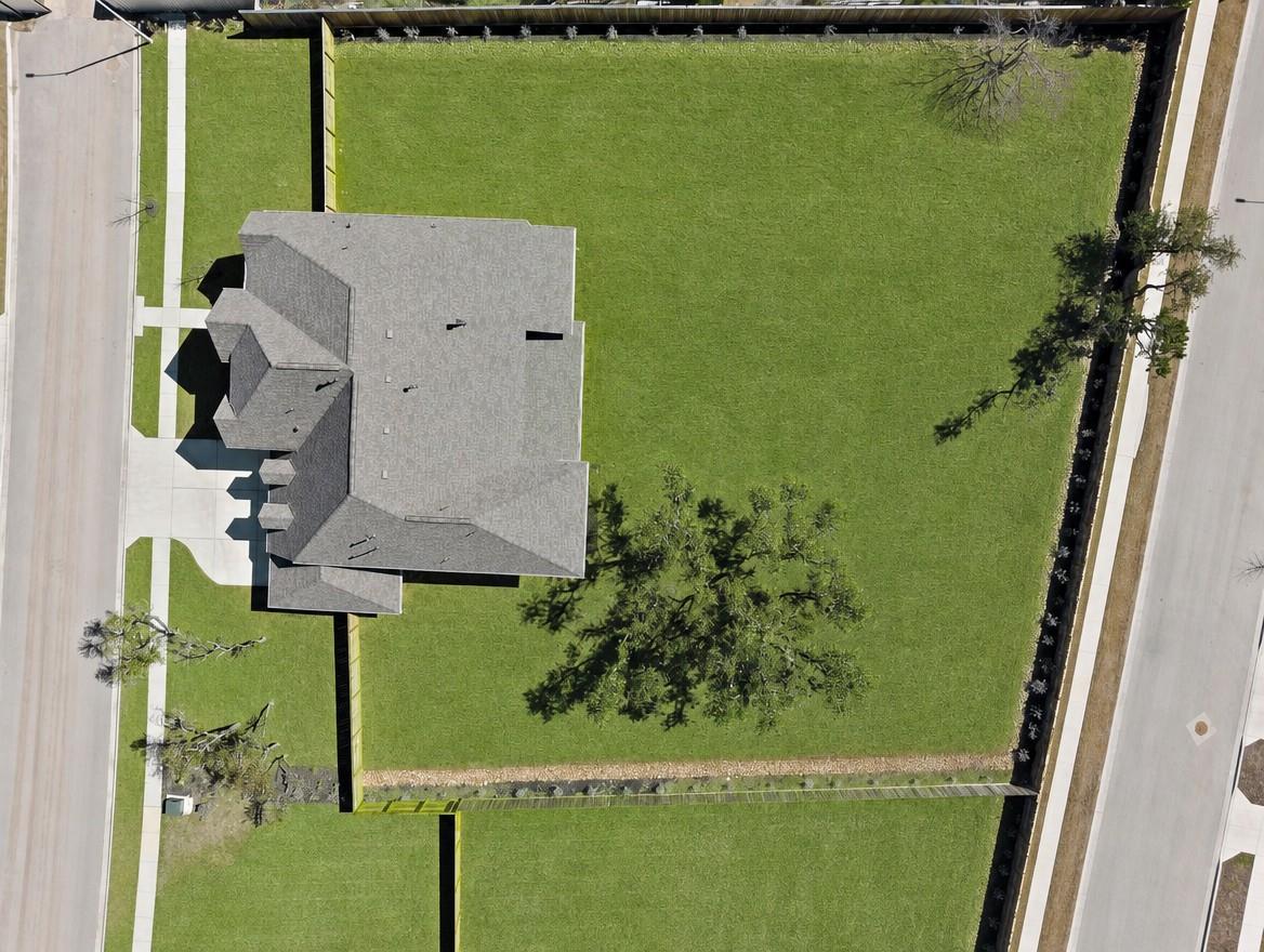 An aerial perspective showcases a new residence o