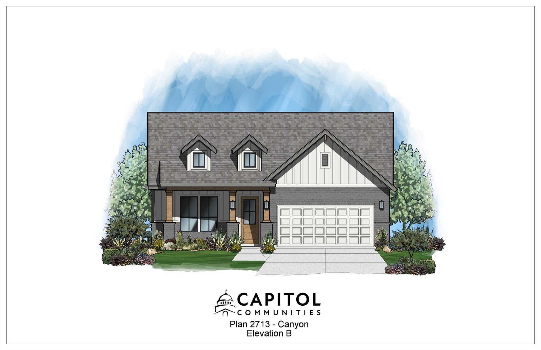 Clean architectural lines and classic gables defi