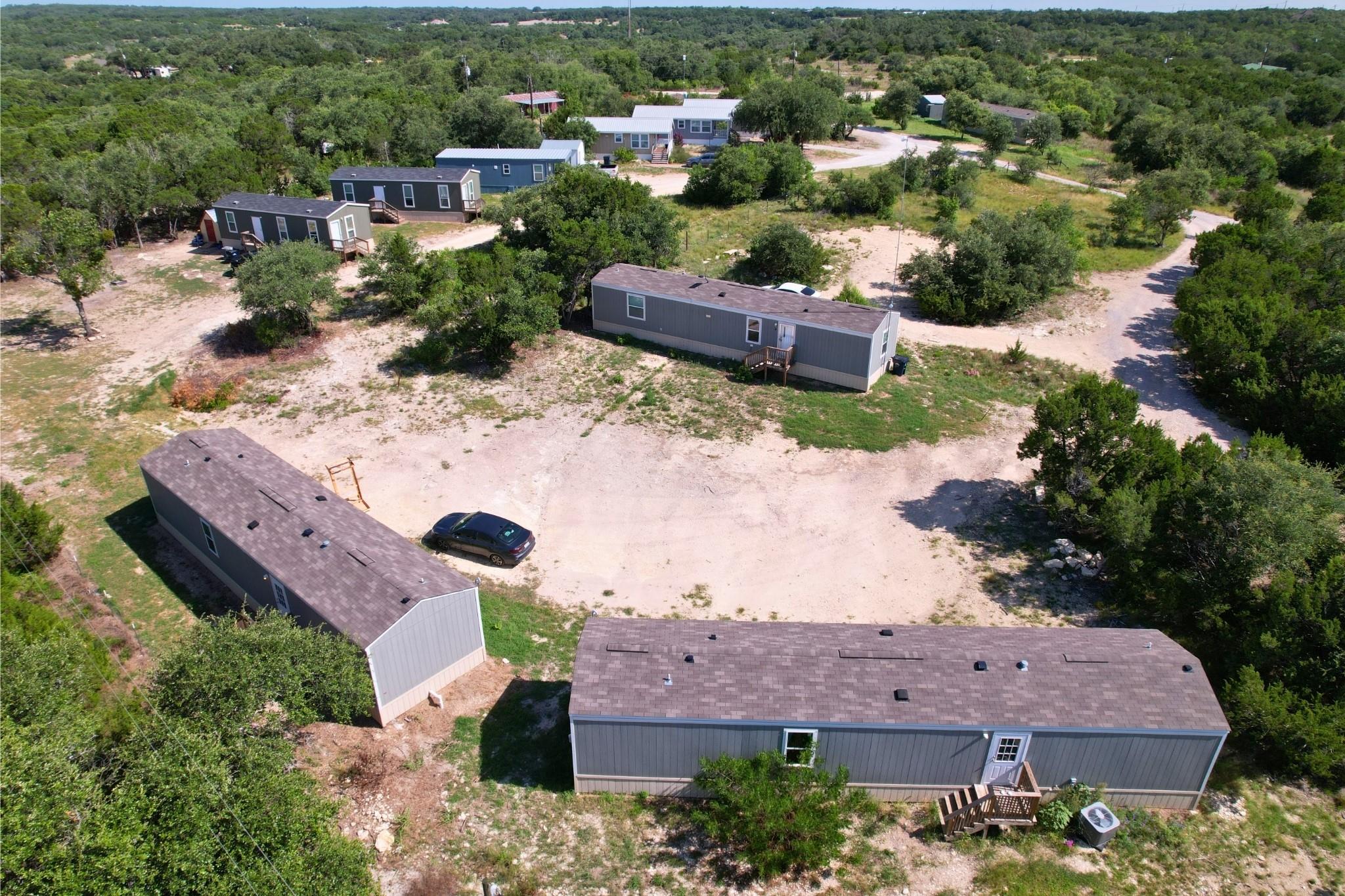 An aerial perspective reveals several manufacture