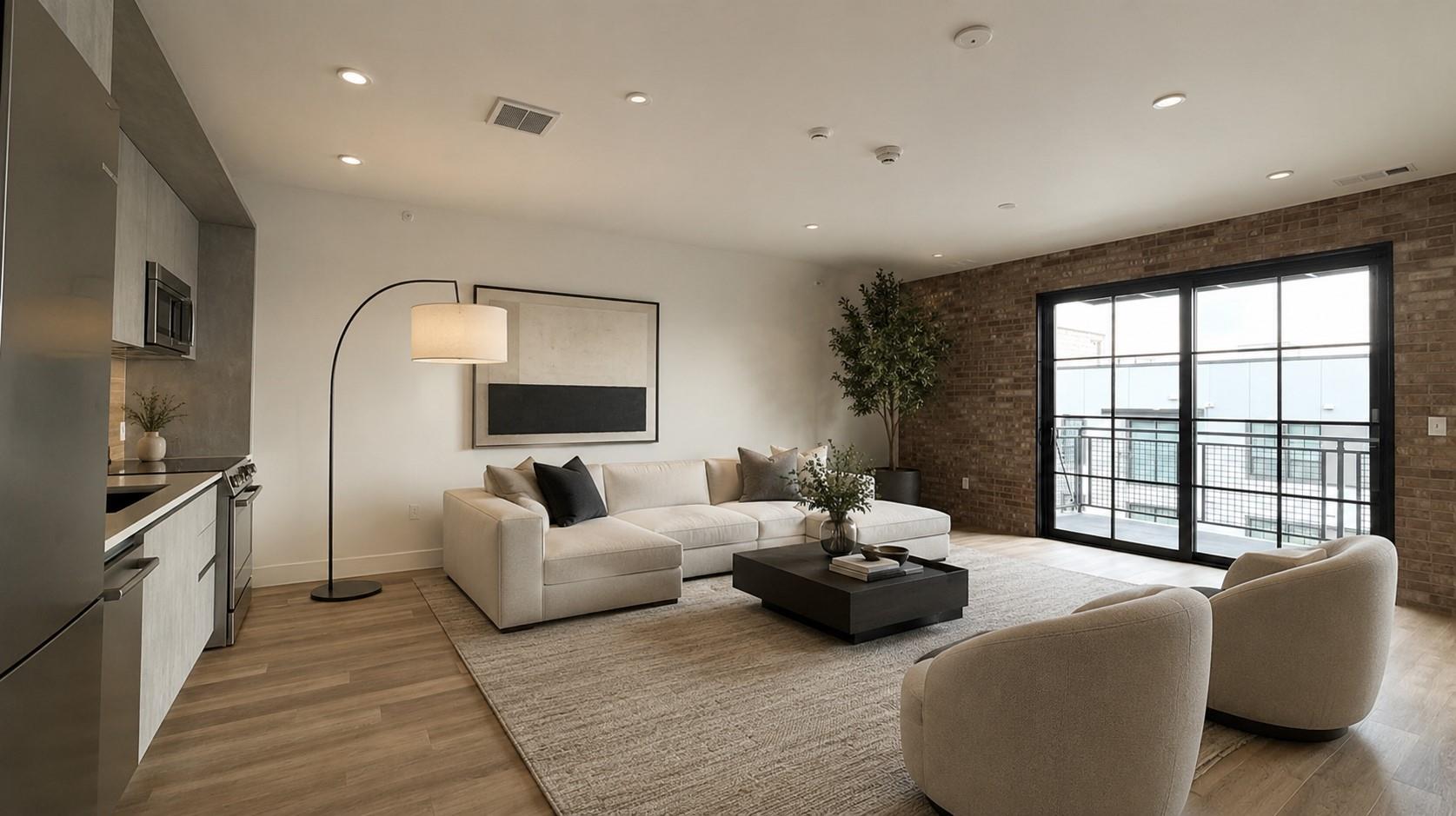 A vibrant living space seamlessly transitions int