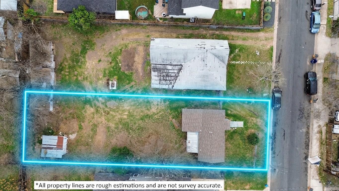 An aerial perspective reveals a substantial lot w