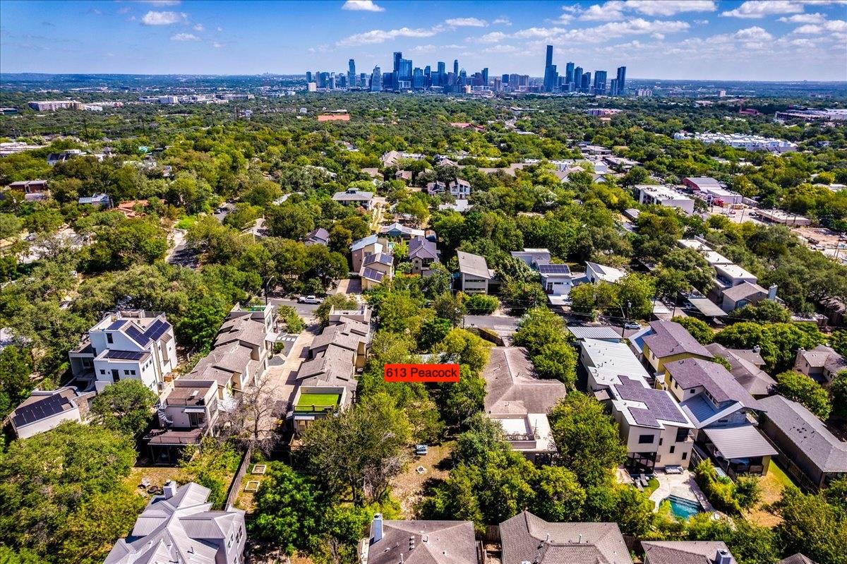 An aerial perspective showcases the property nest