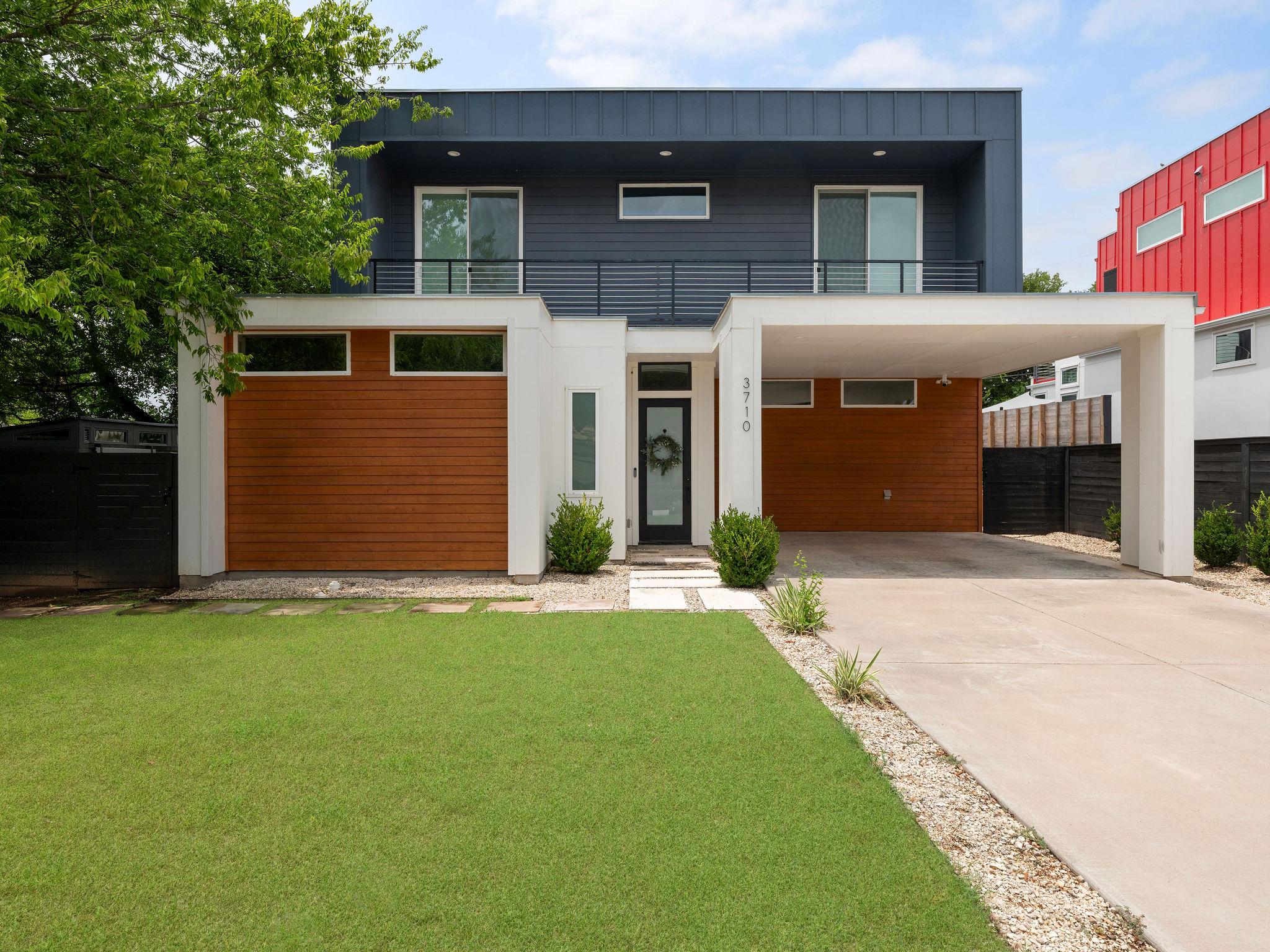 Modern architecture blends dark and light tones w