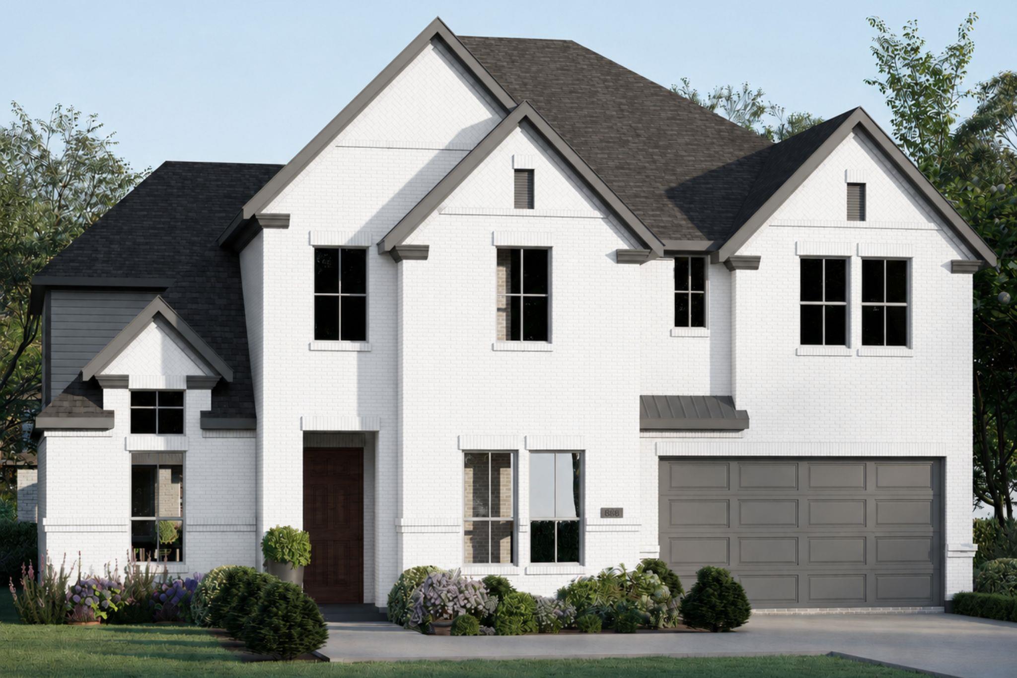 Crisp white brickwork and striking dark gables cr