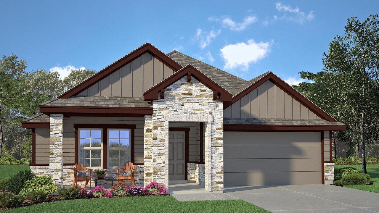A welcoming front exterior features a covered ent