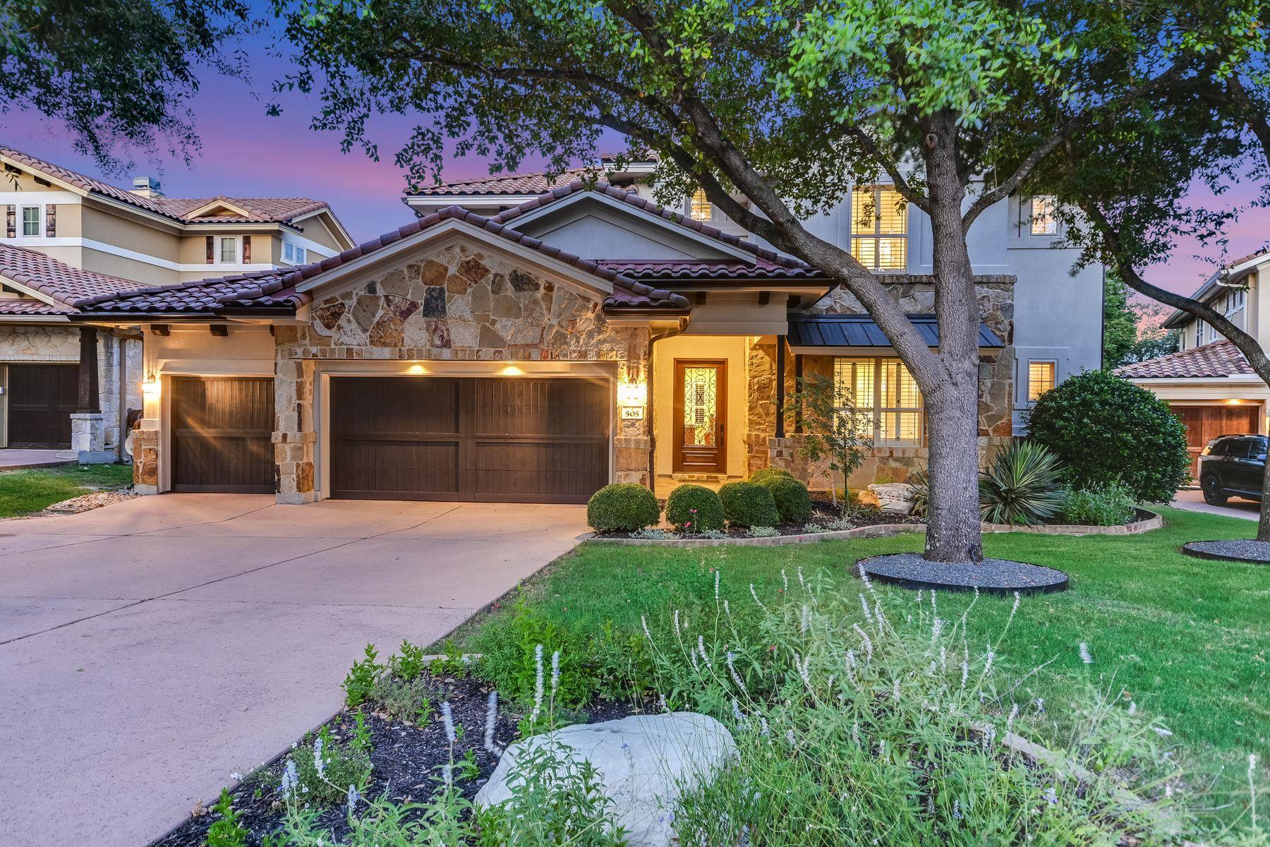Crafted with elegant stonework and a tiled roof, 