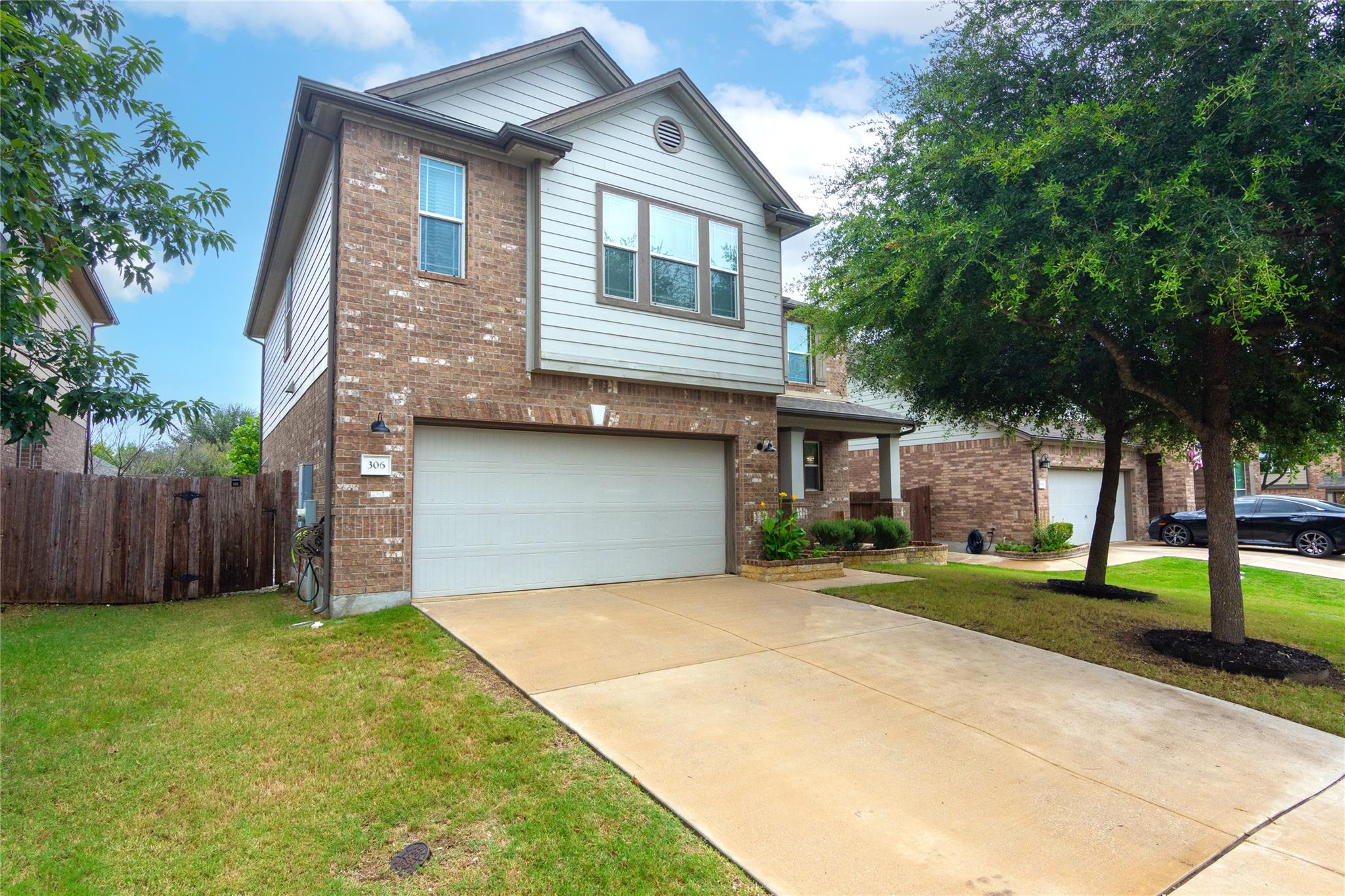 An inviting exterior displays classic brickwork, 