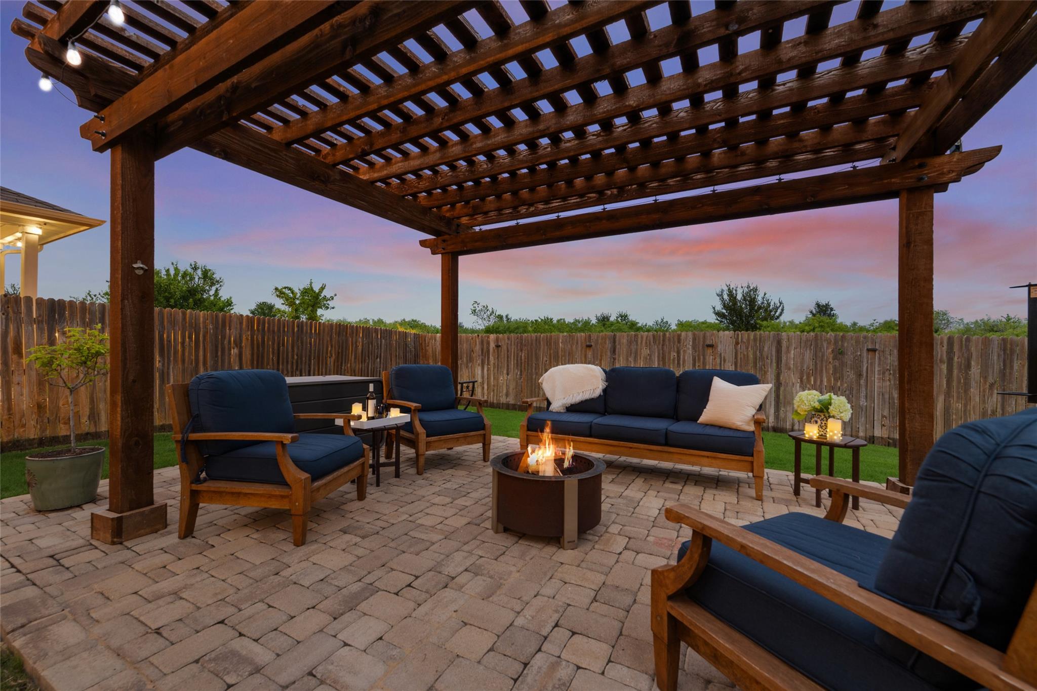 A spacious paver patio, ideal for evening gatheri