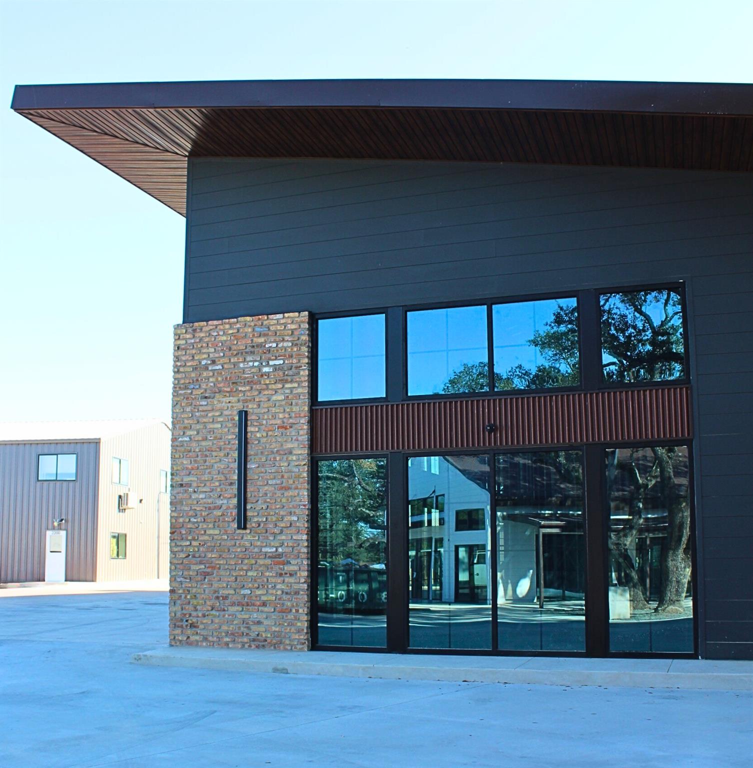 Modern architecture with expansive windows and a 