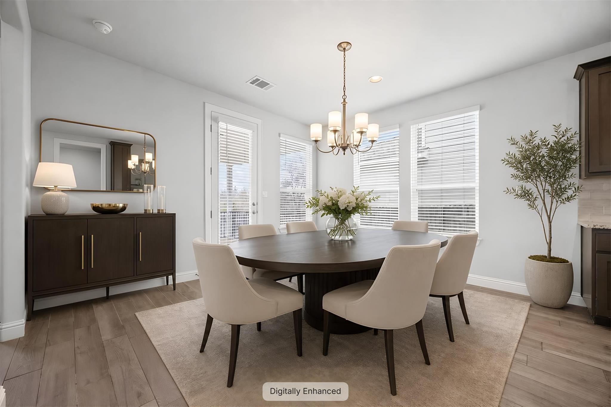 An inviting dining area offers seamless flow and 