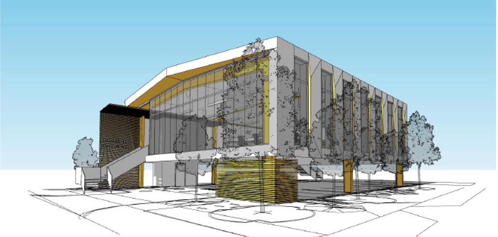 Modern architectural design showcases a grand fac