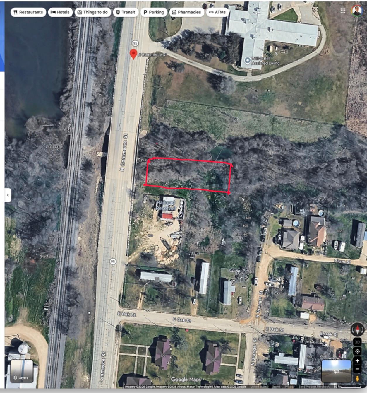 A promising vacant lot awaits development near es