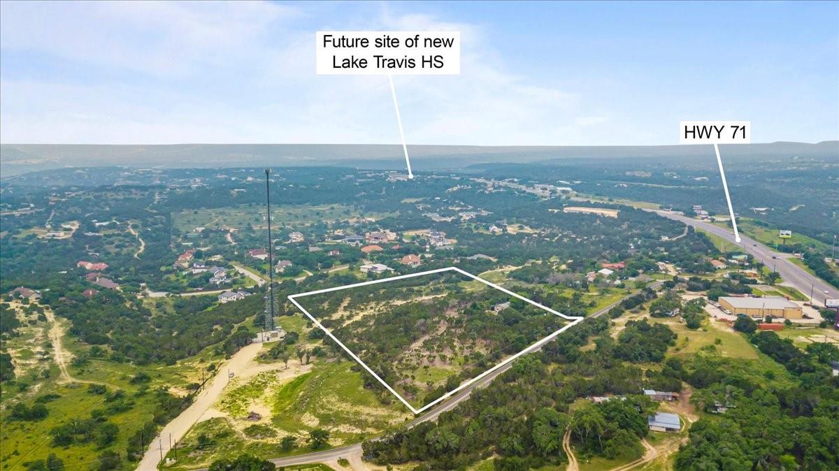 An aerial perspective reveals a prime development