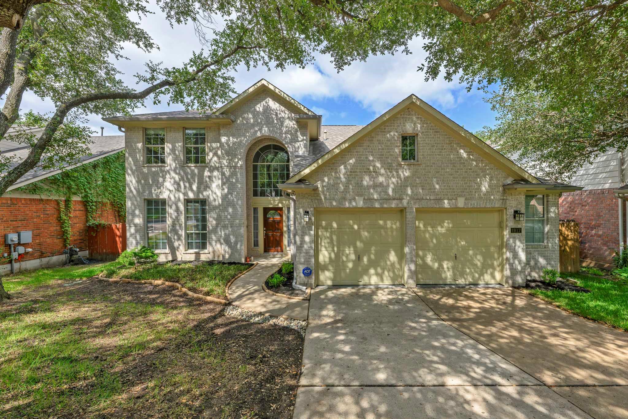 A classic brick exterior, complete with an attach