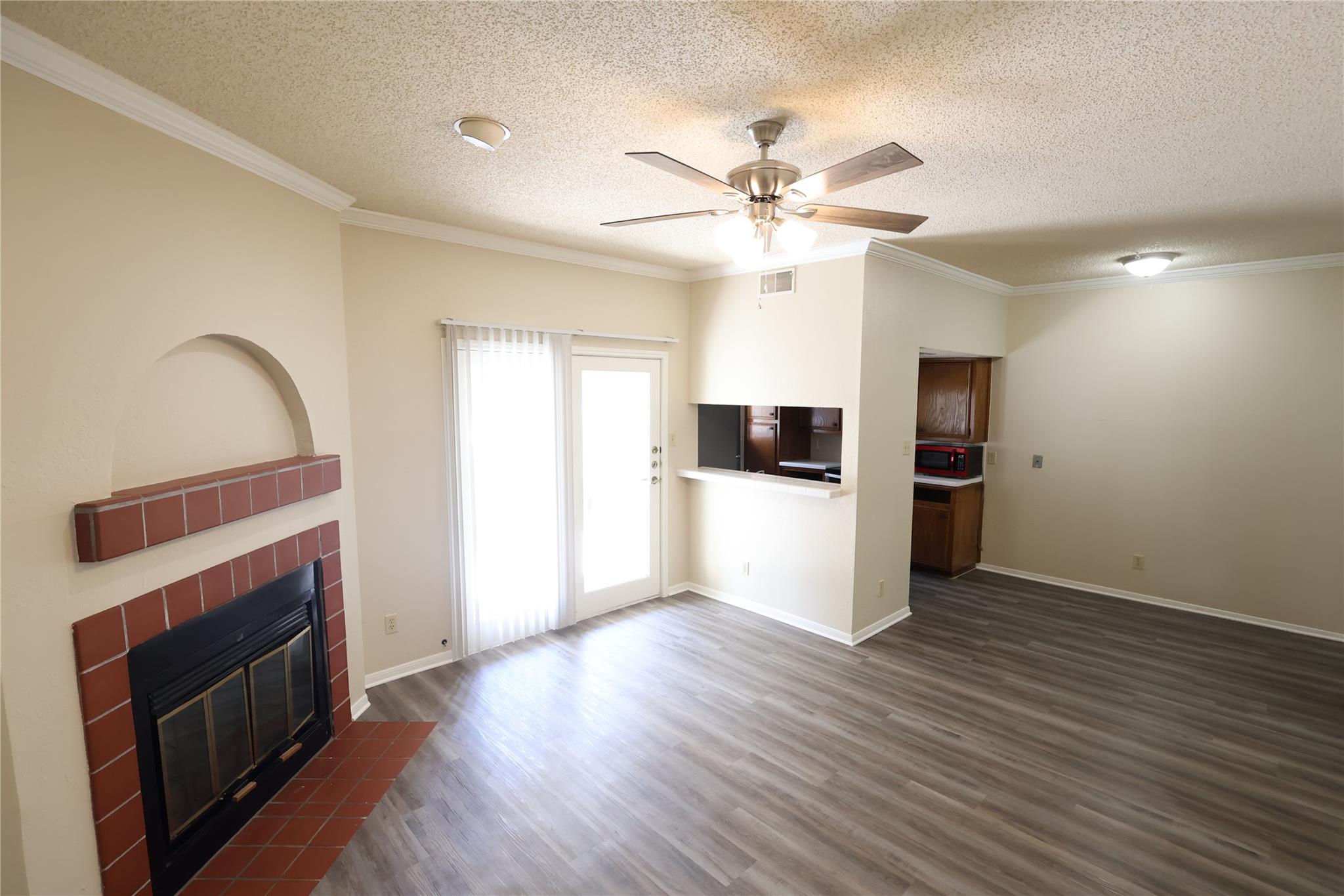 Laminate flooring extends throughout this generou