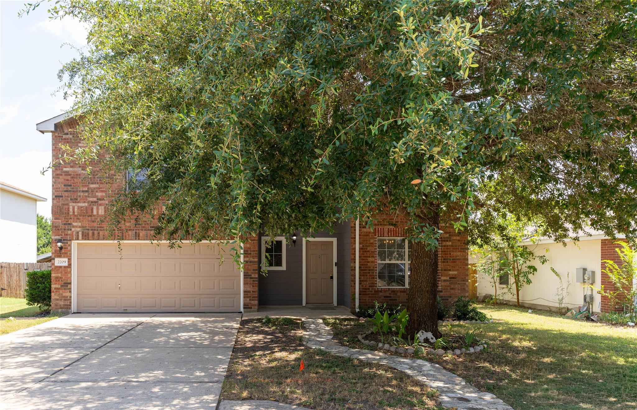 A classic brick exterior offers enduring charm an