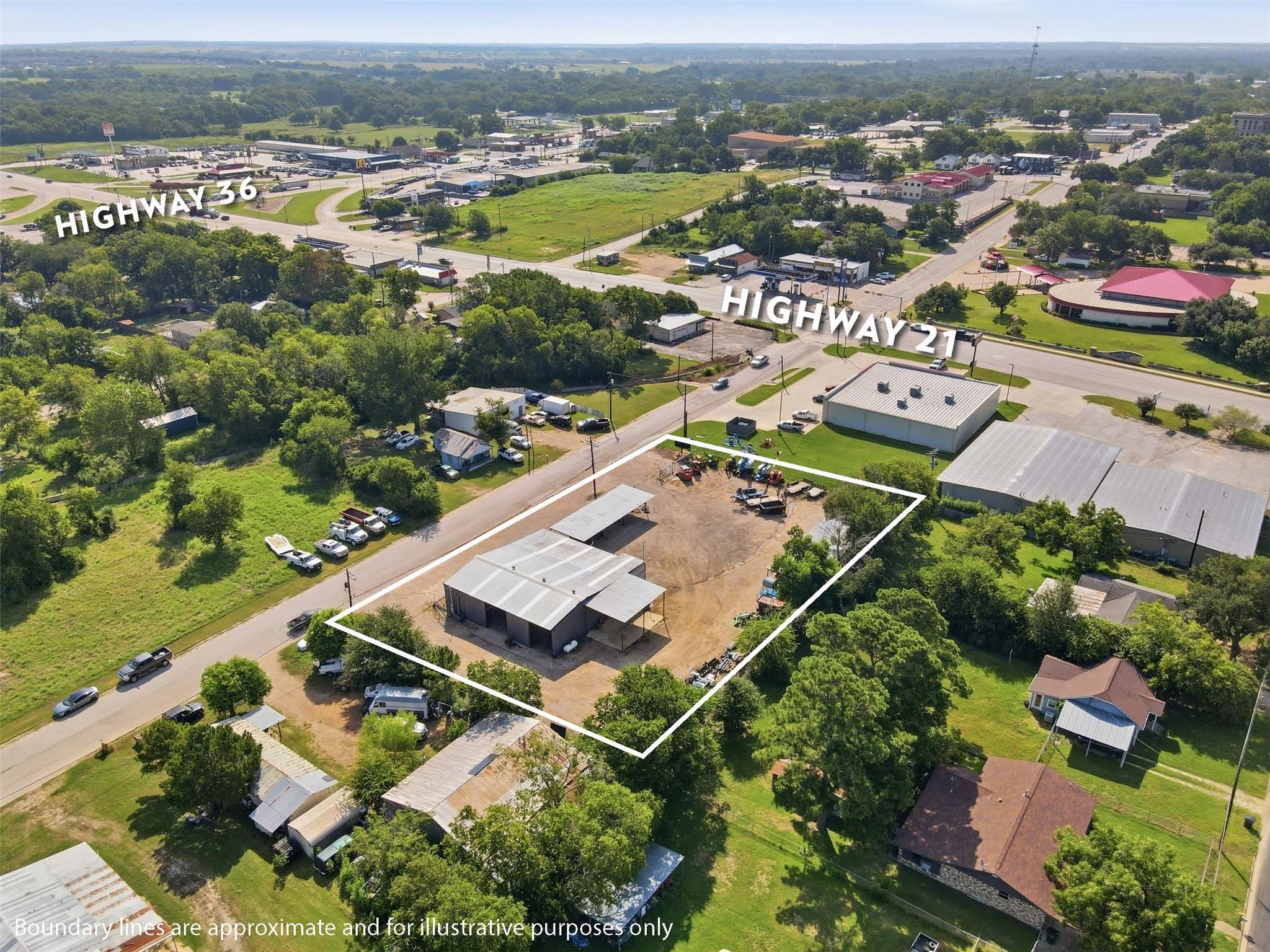 Aerial view of a commercial lot with direct acces