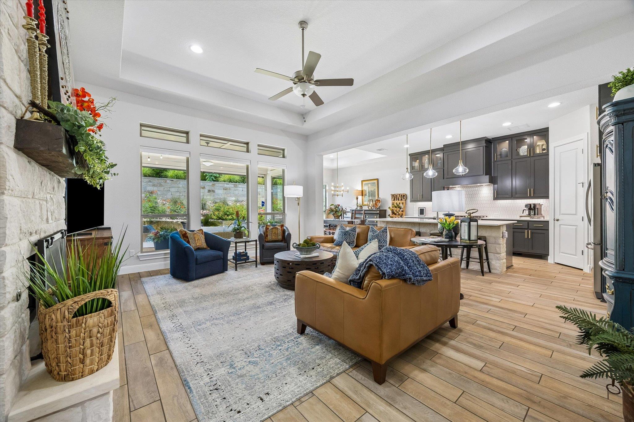An open-concept living space seamlessly transitio