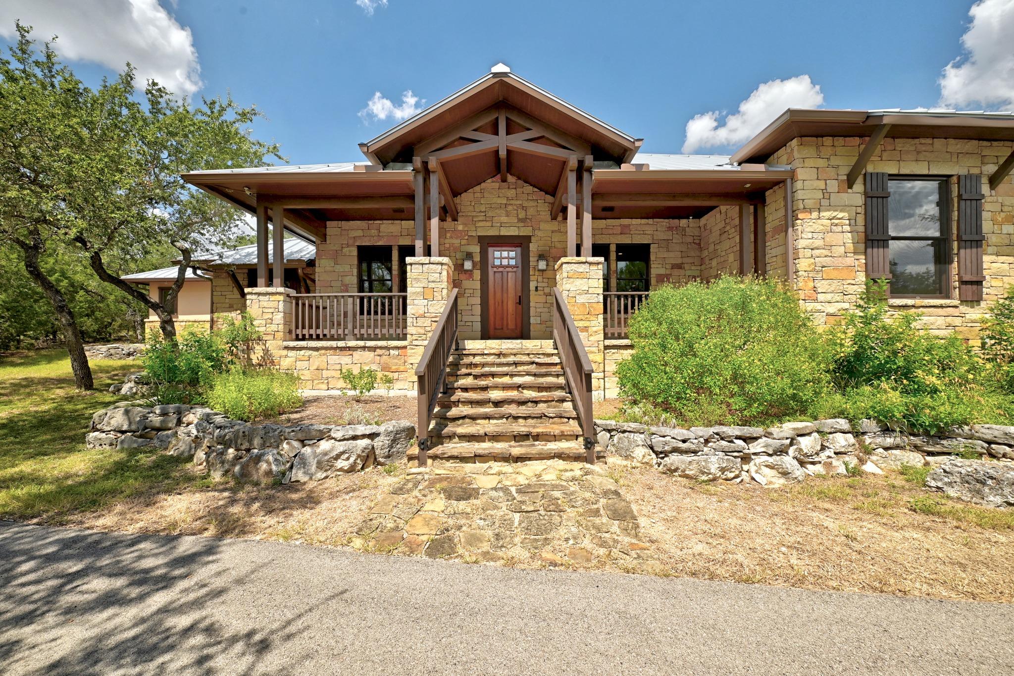 Natural stone masonry and heavy timber trusses de