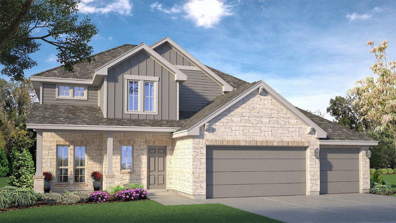 A classic facade featuring a blend of natural sto