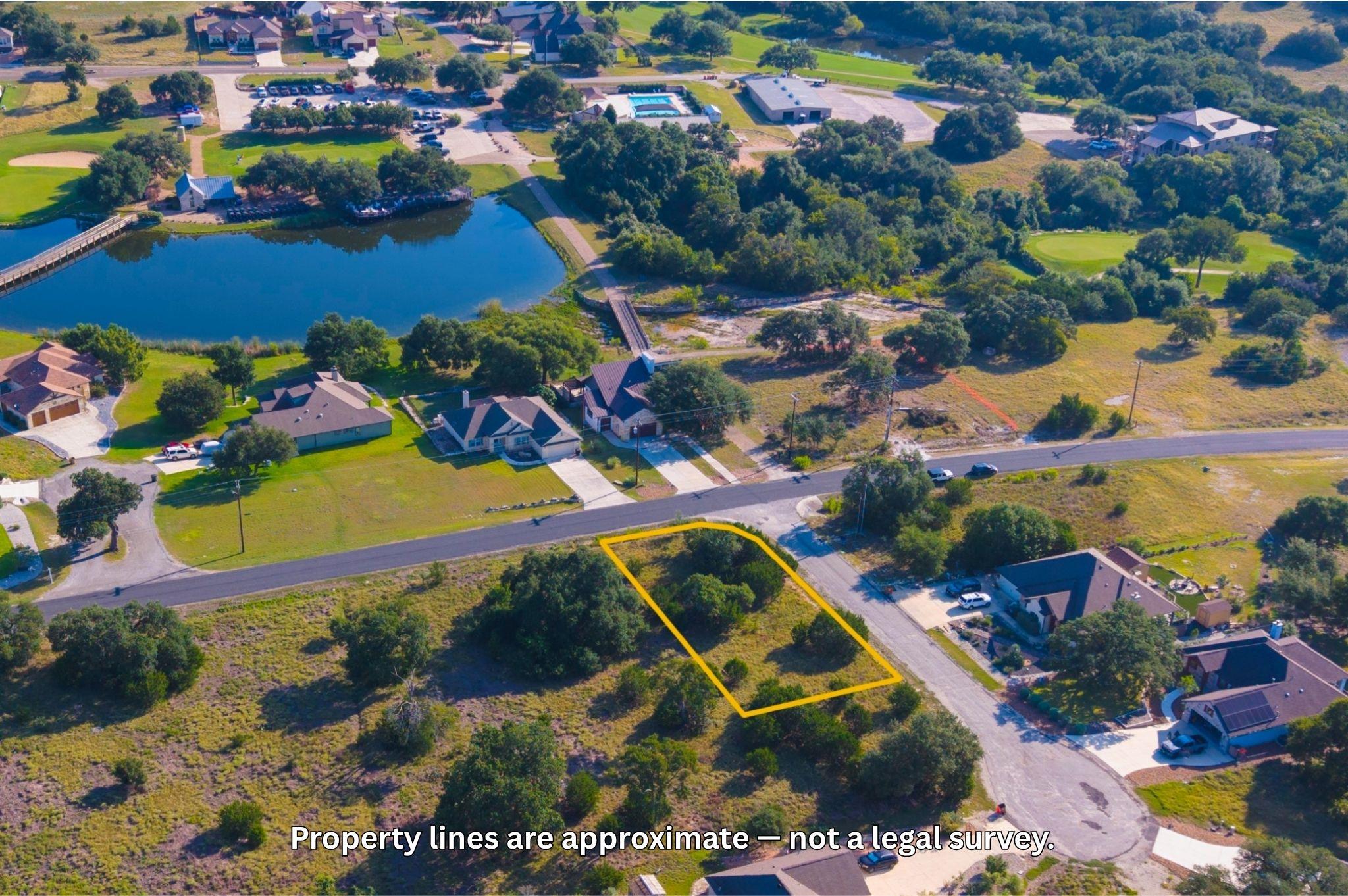 An aerial perspective reveals a prime vacant lot 