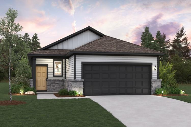A well-maintained facade features light siding wi