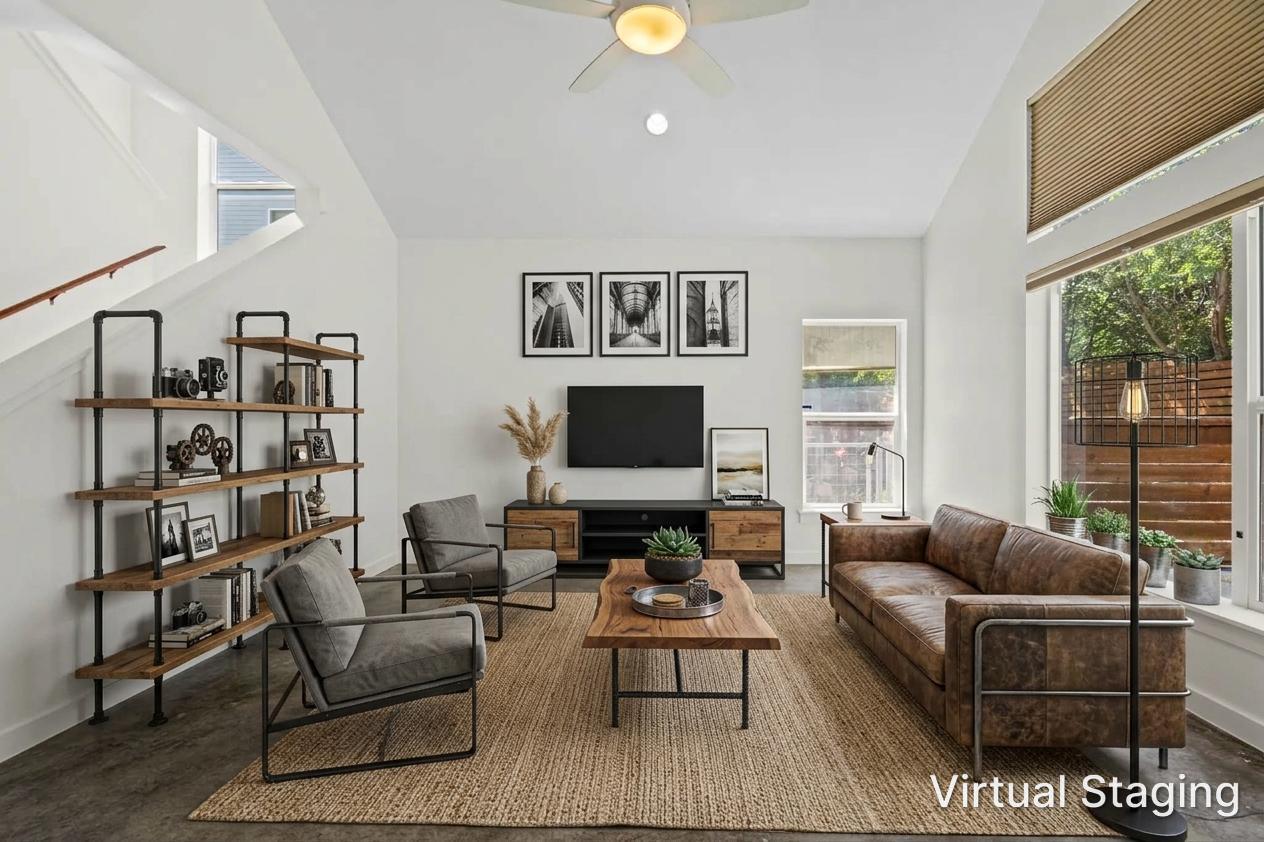 Vaulted ceilings and polished concrete flooring d