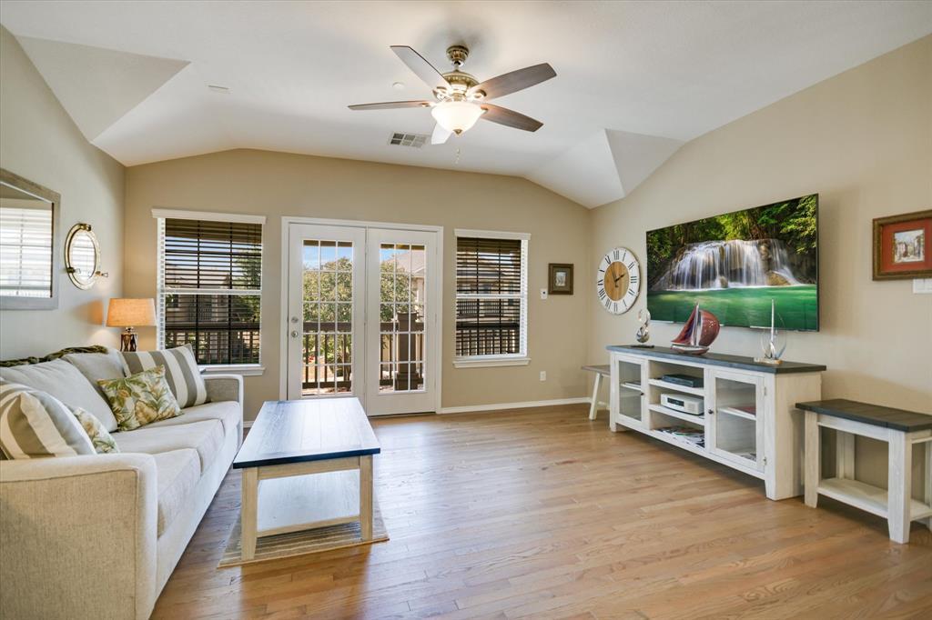 French doors open to an inviting outdoor space, c