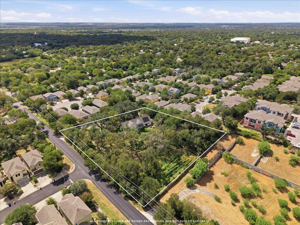 An aerial perspective captures the property bound