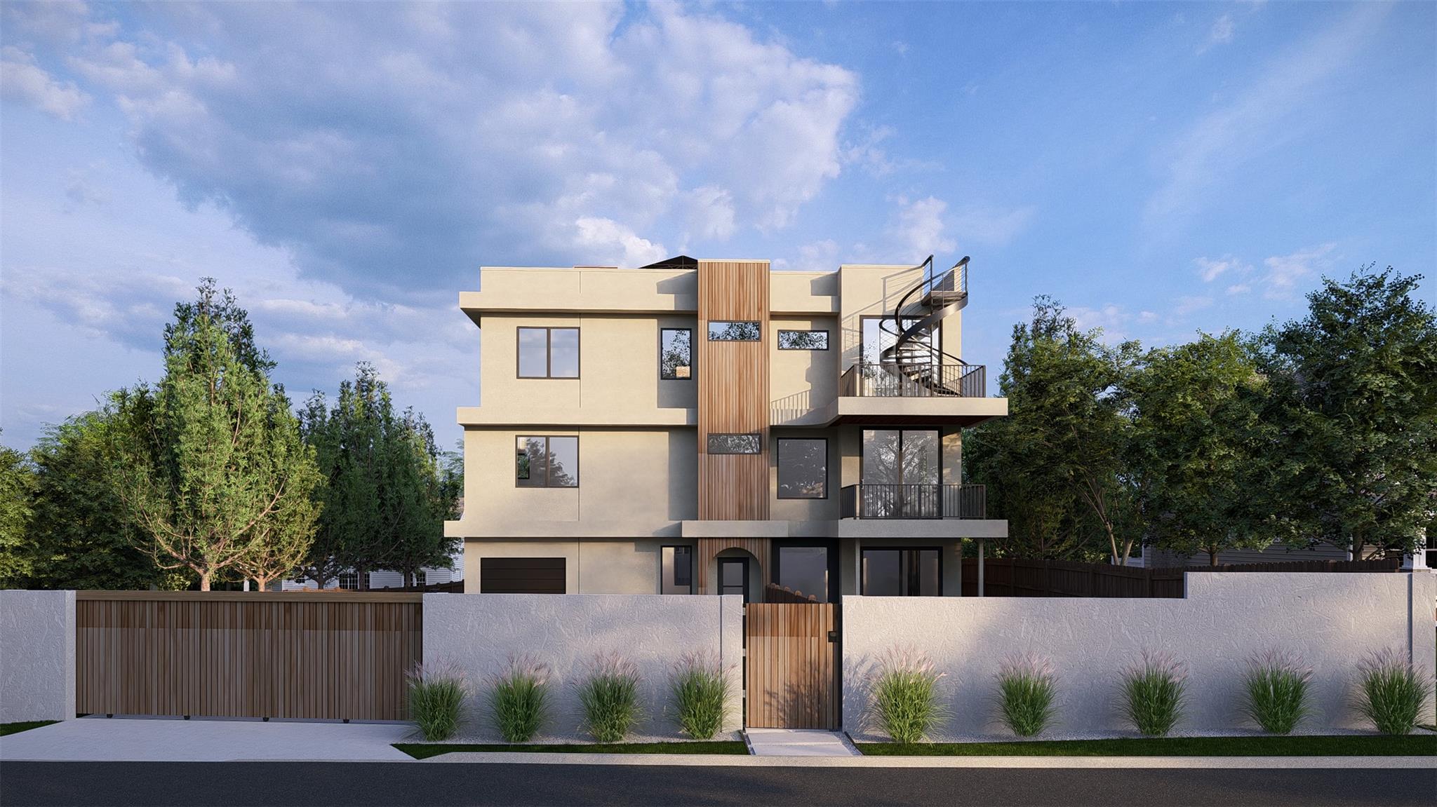 A modern facade with striking architectural lines