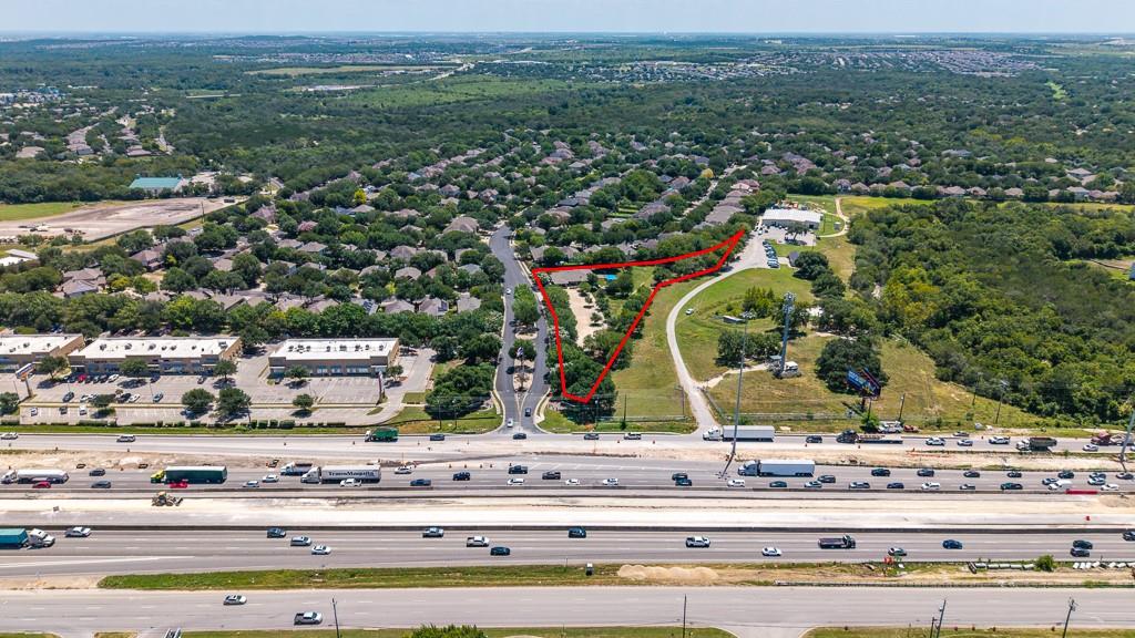 An aerial perspective reveals a prime development