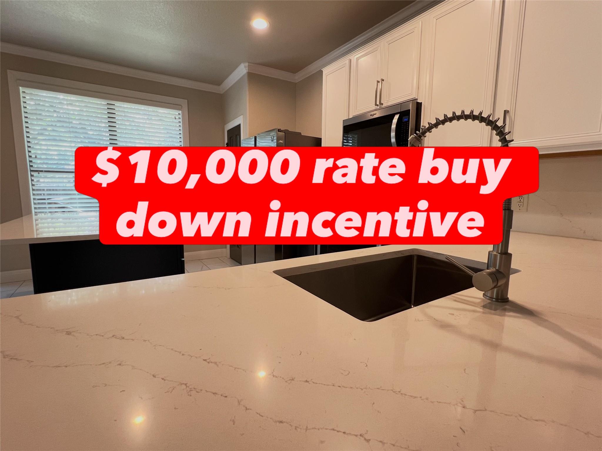 Gleaming stone countertops and classic crown mold