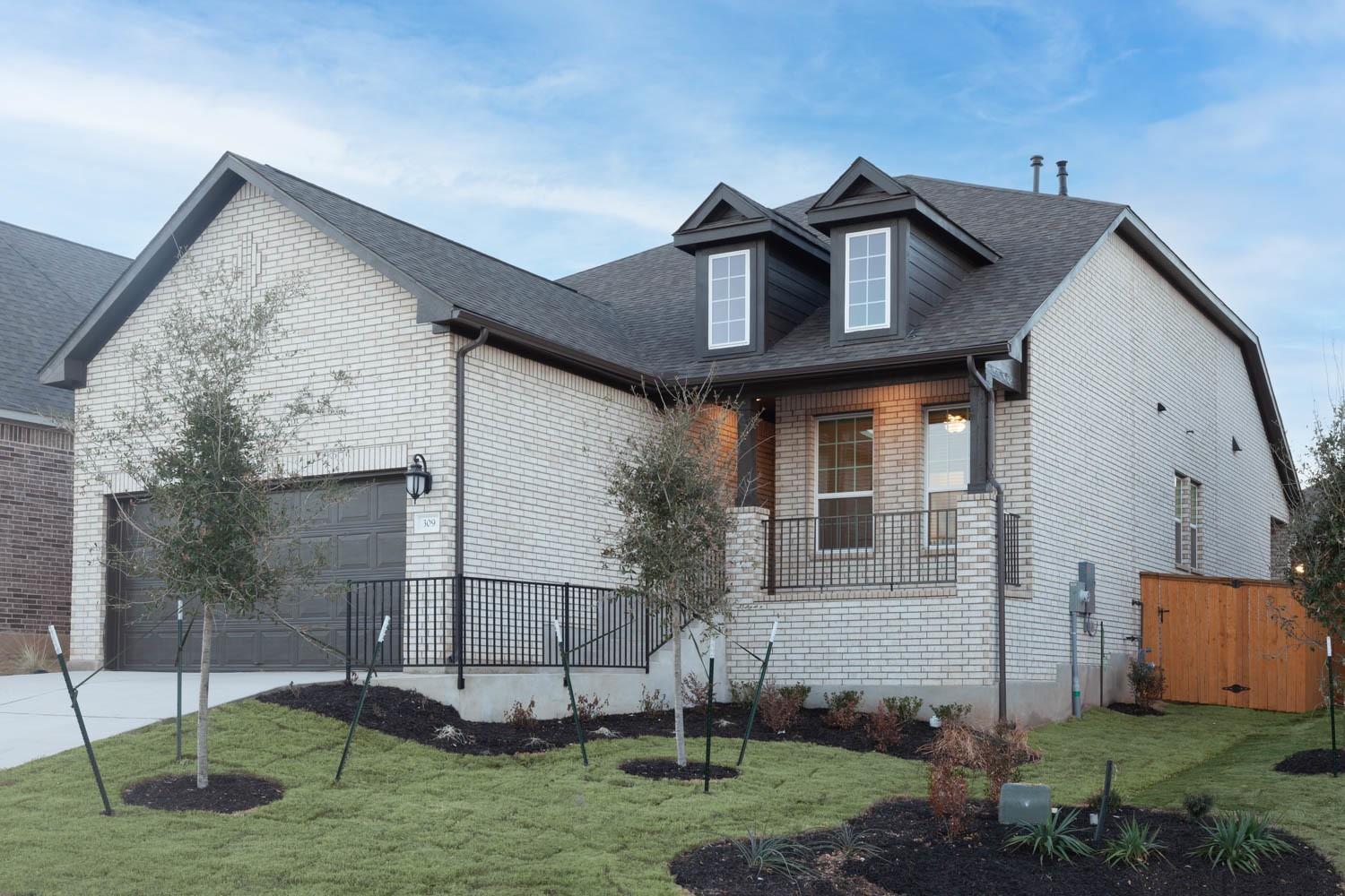 A newly constructed residence showcases a classic