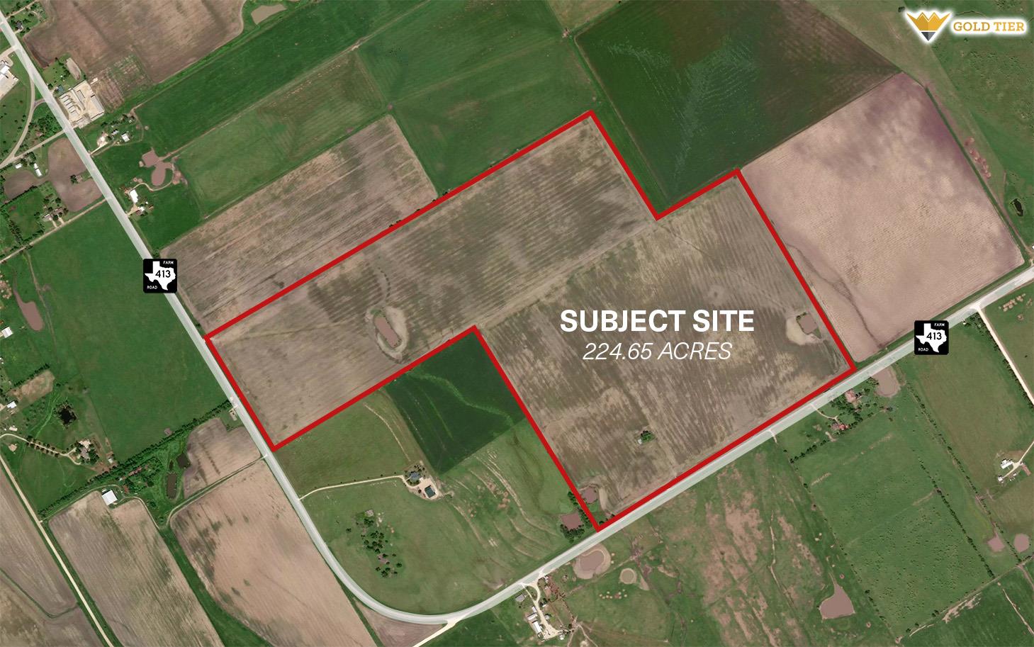 An aerial perspective showcases a vast rural land