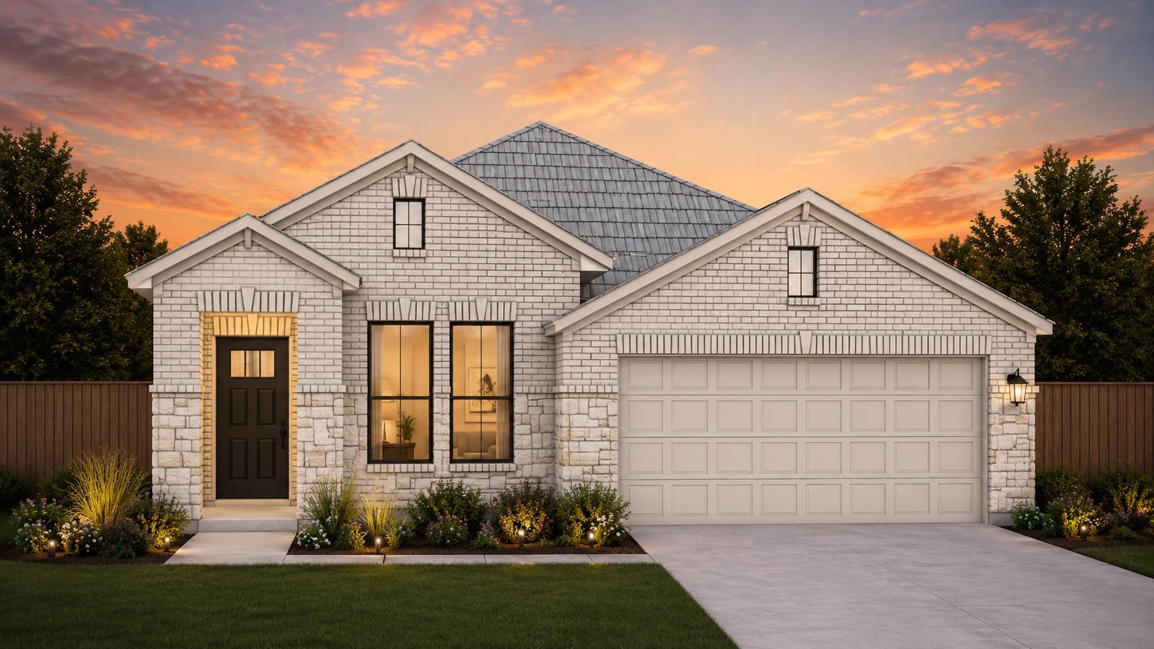 A welcoming front exterior featuring a blend of b
