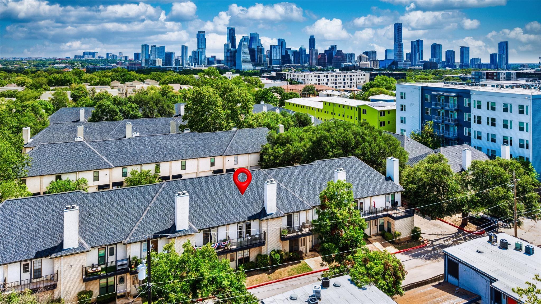 An aerial perspective reveals a vibrant city skyl
