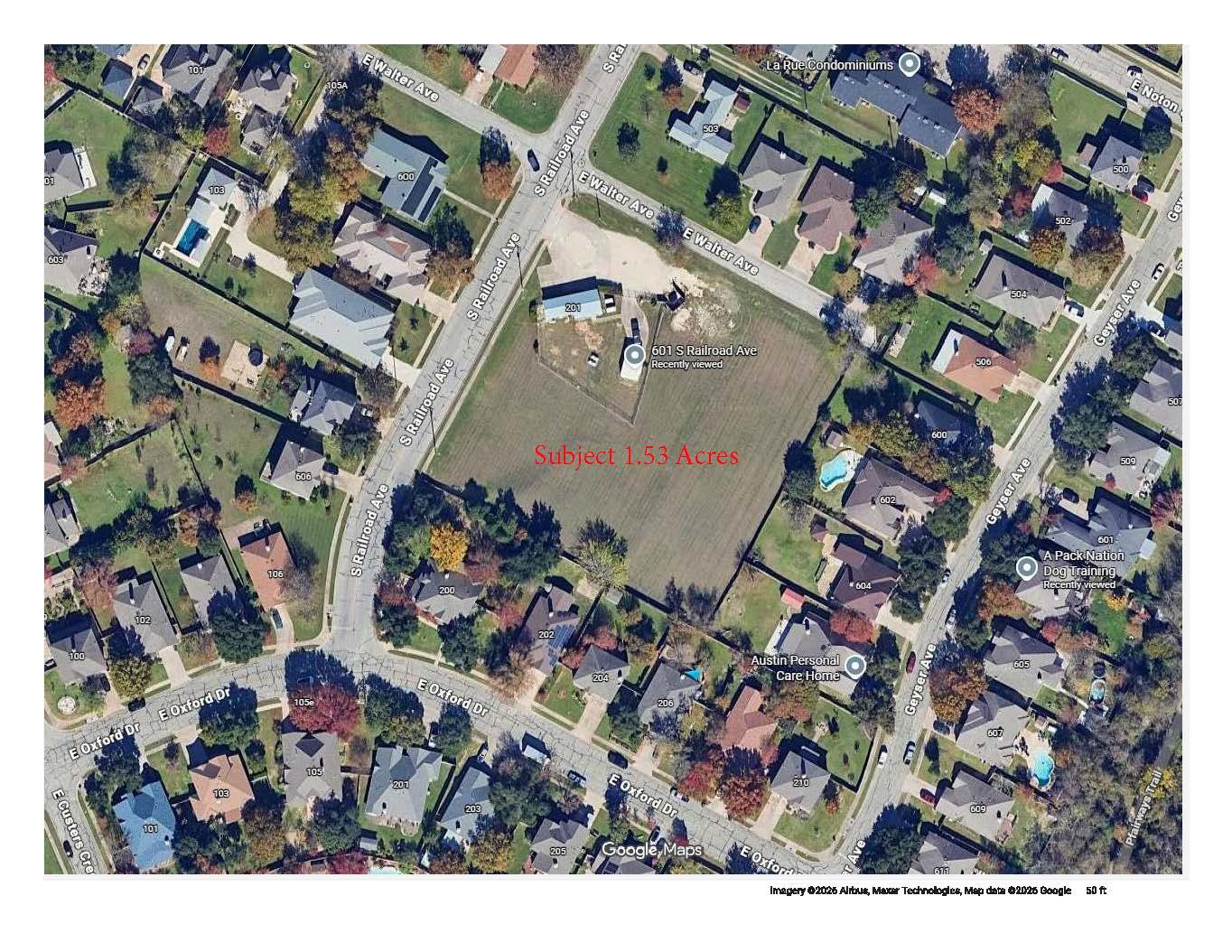 An aerial view showcases a generously sized lot, 