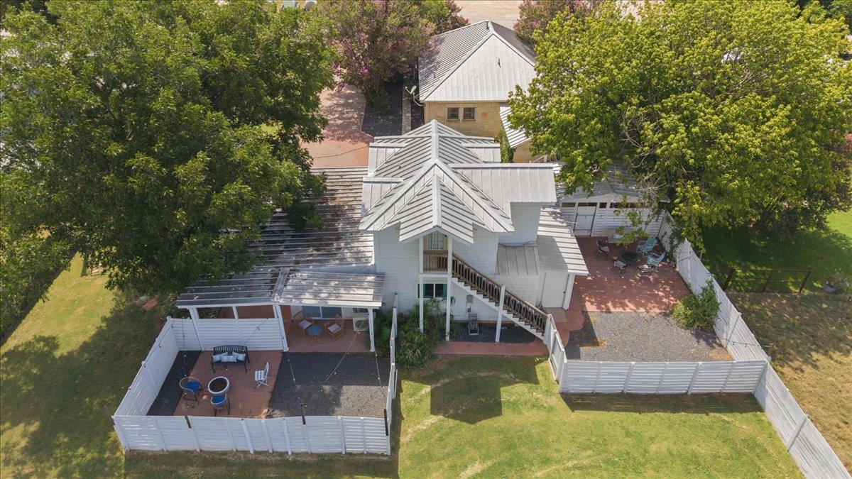 An aerial perspective reveals a charming dwelling