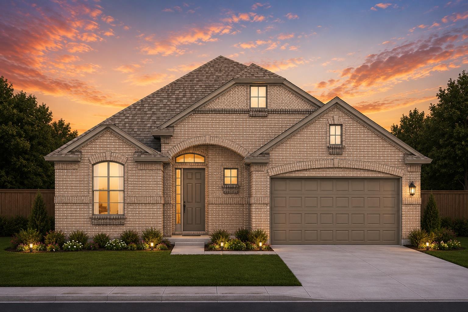 A classic brick exterior with an arched entryway 