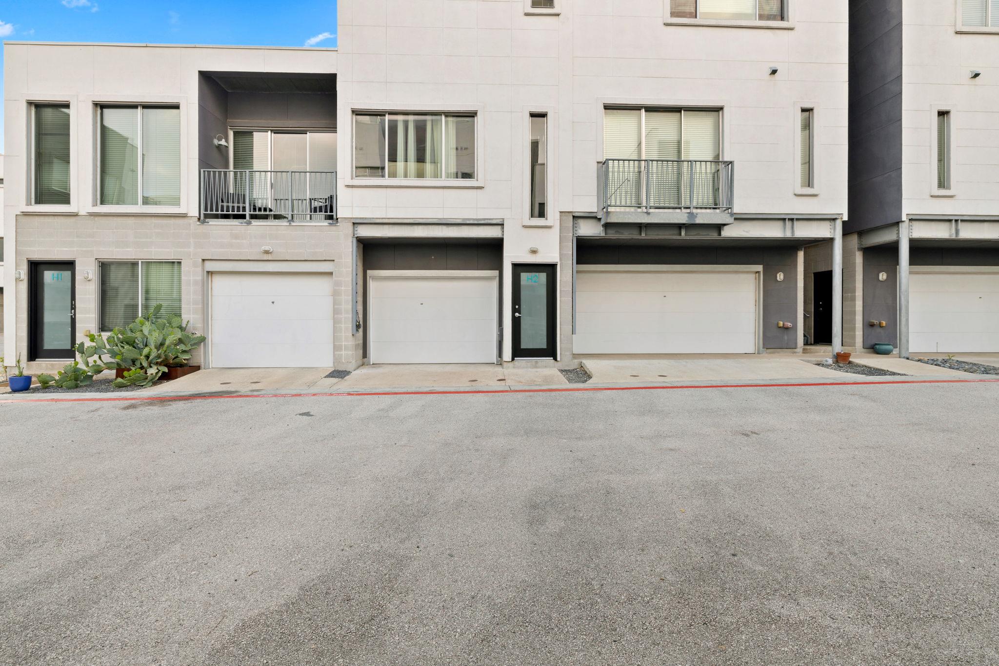 Clean lines define the modern facade of these tow