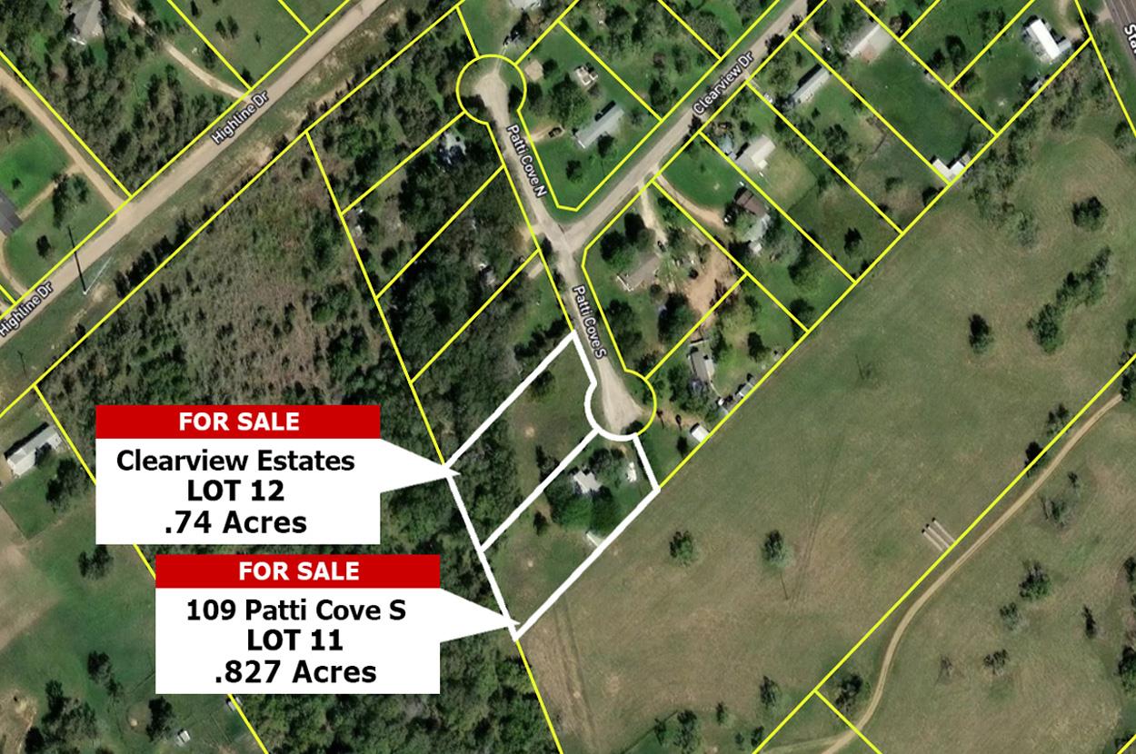 Aerial view showcasing available lots in Clearvie