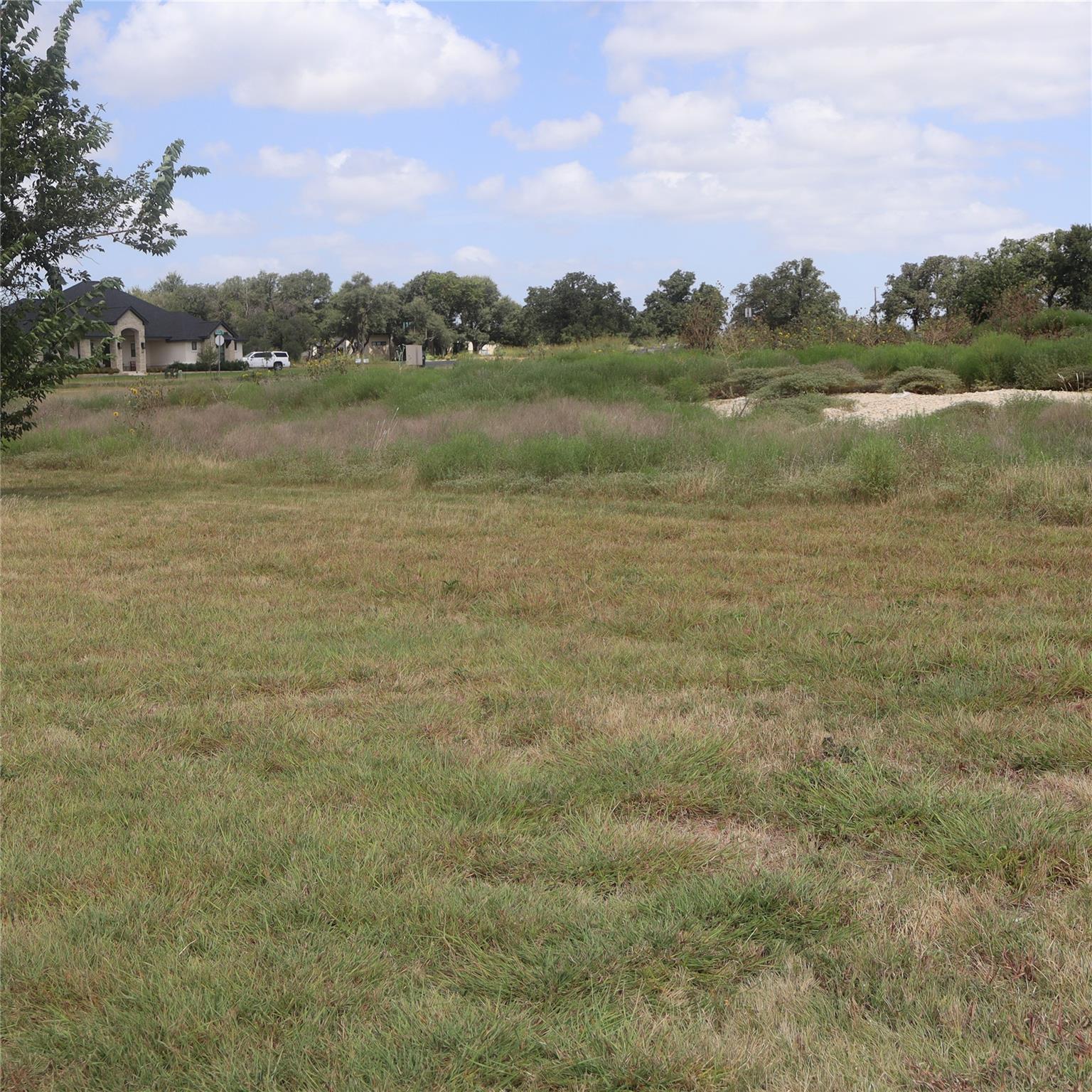 Mature trees frame the sprawling grassy landscape
