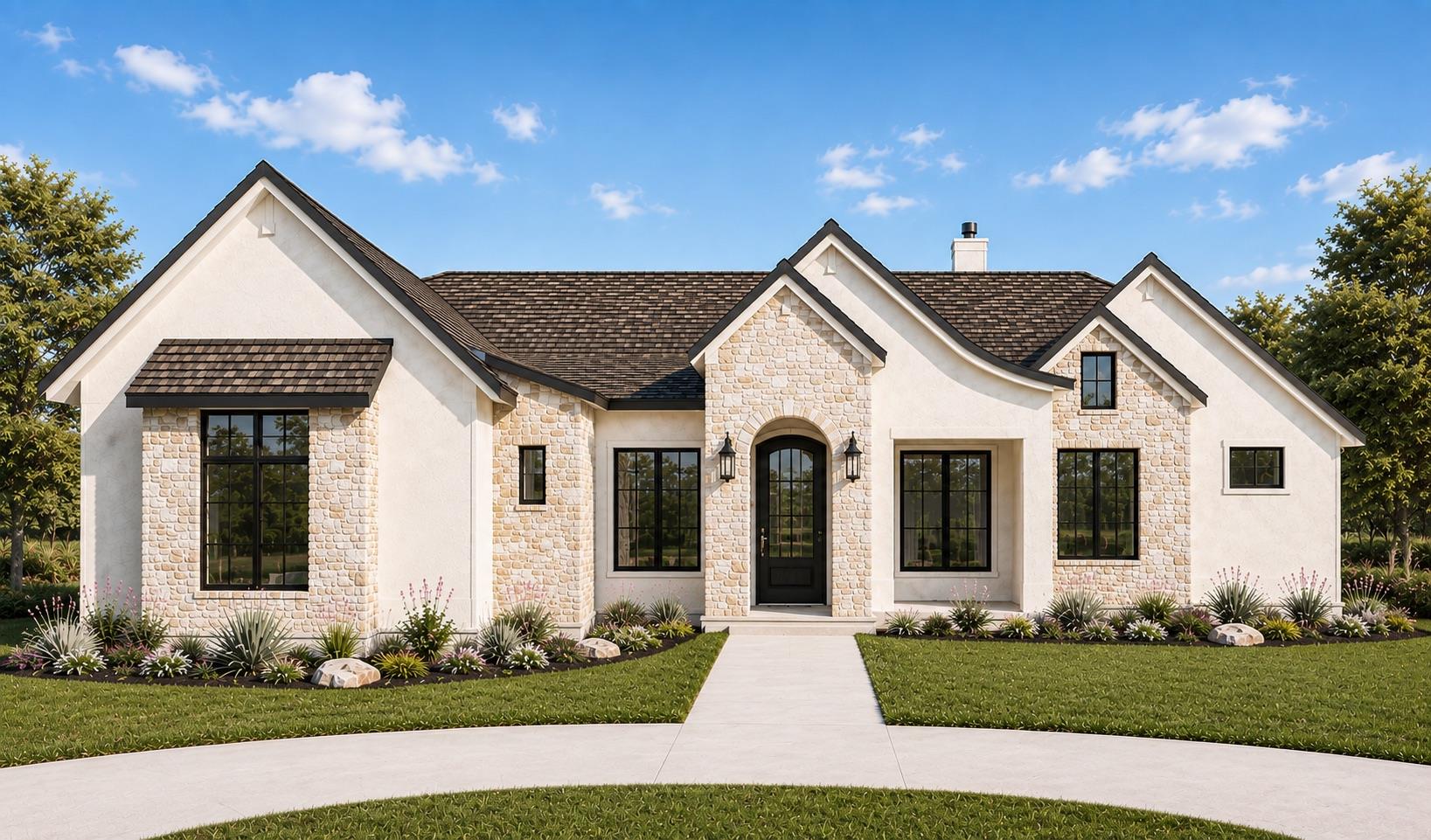 Crisp masonry and classic gables create a strikin