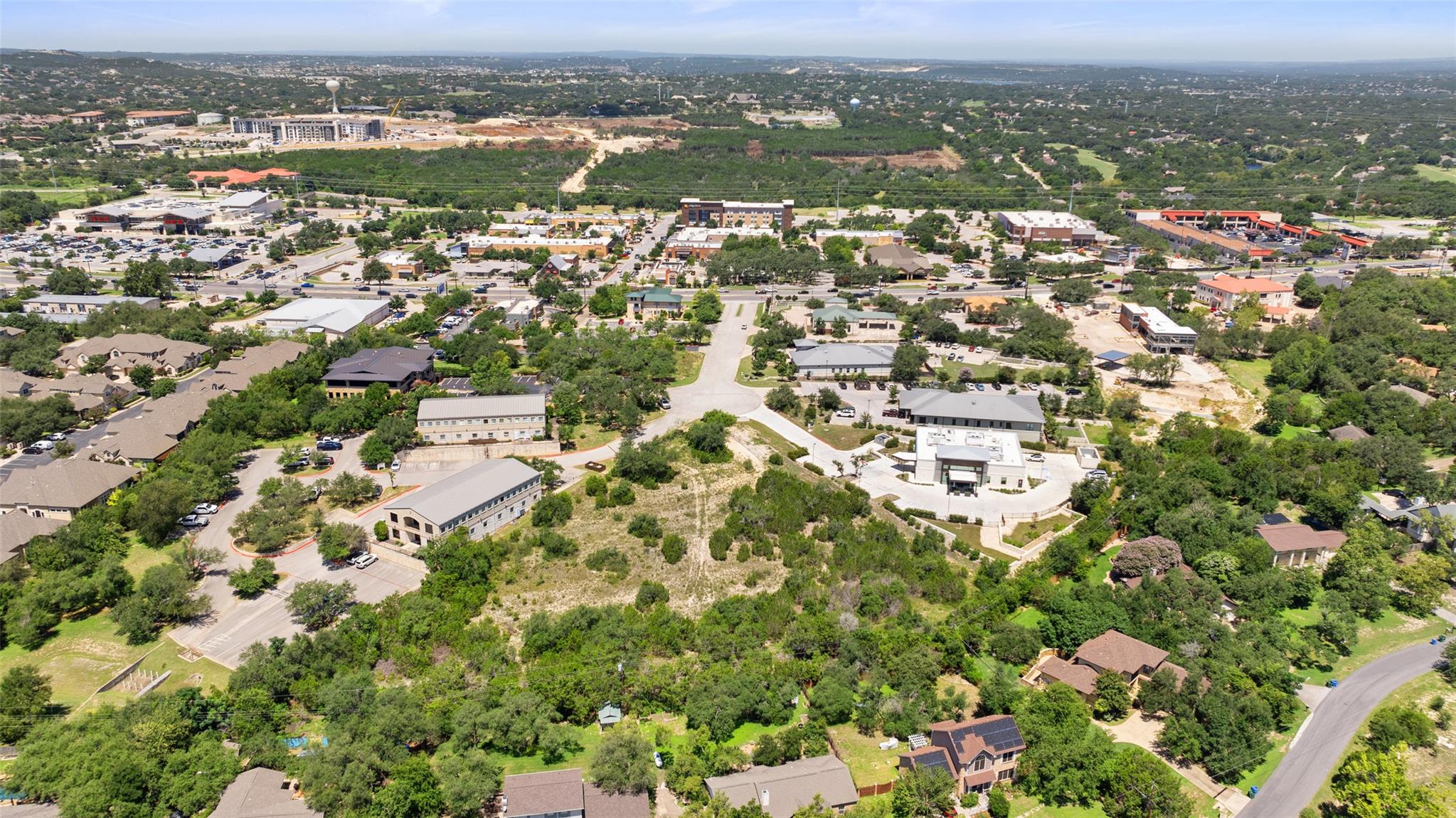 An aerial perspective reveals the expansive surro