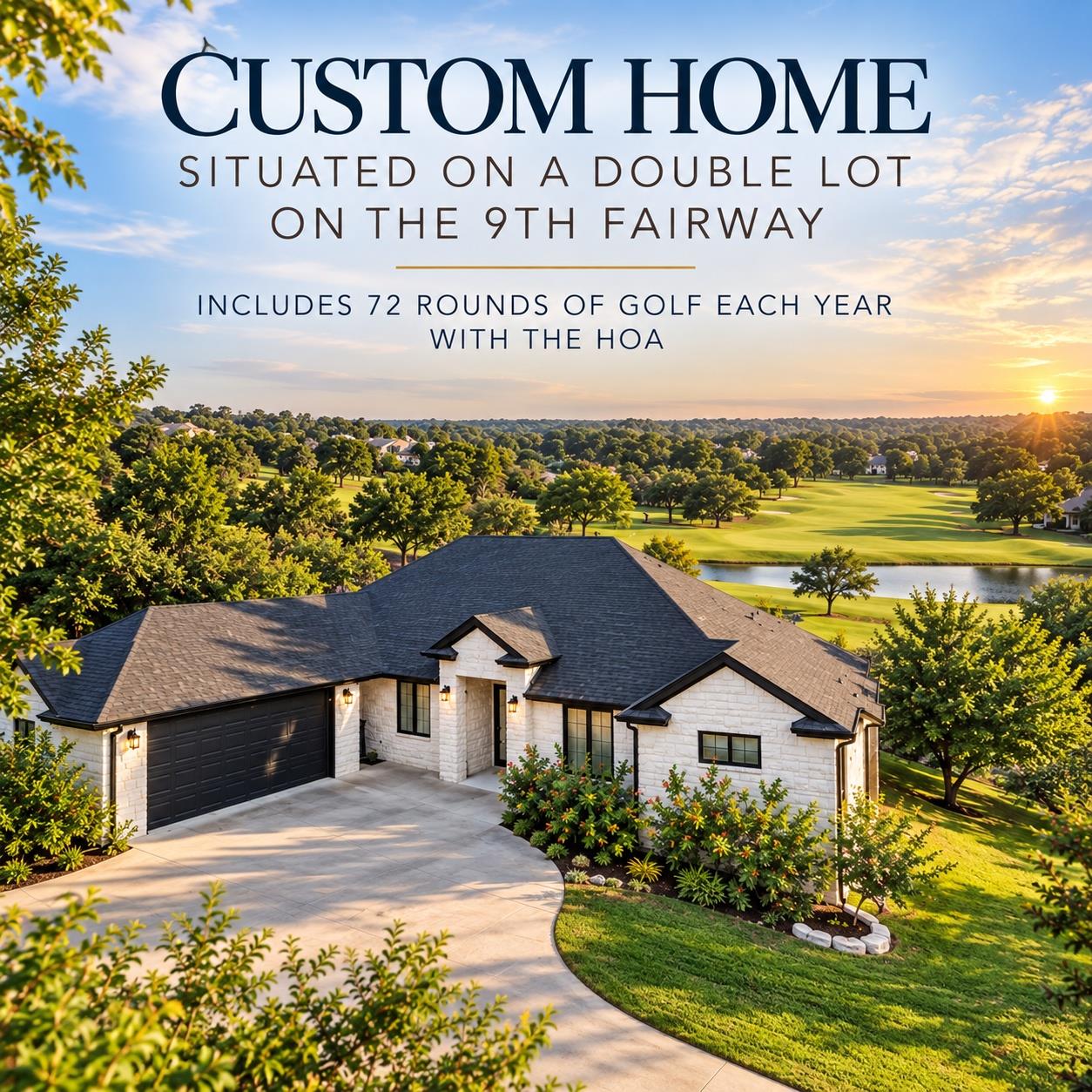Nestled along the fairway, this modern stone exte