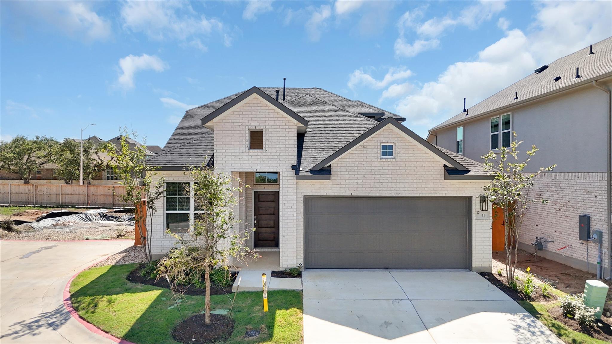 Modern brick architecture defines this inviting e