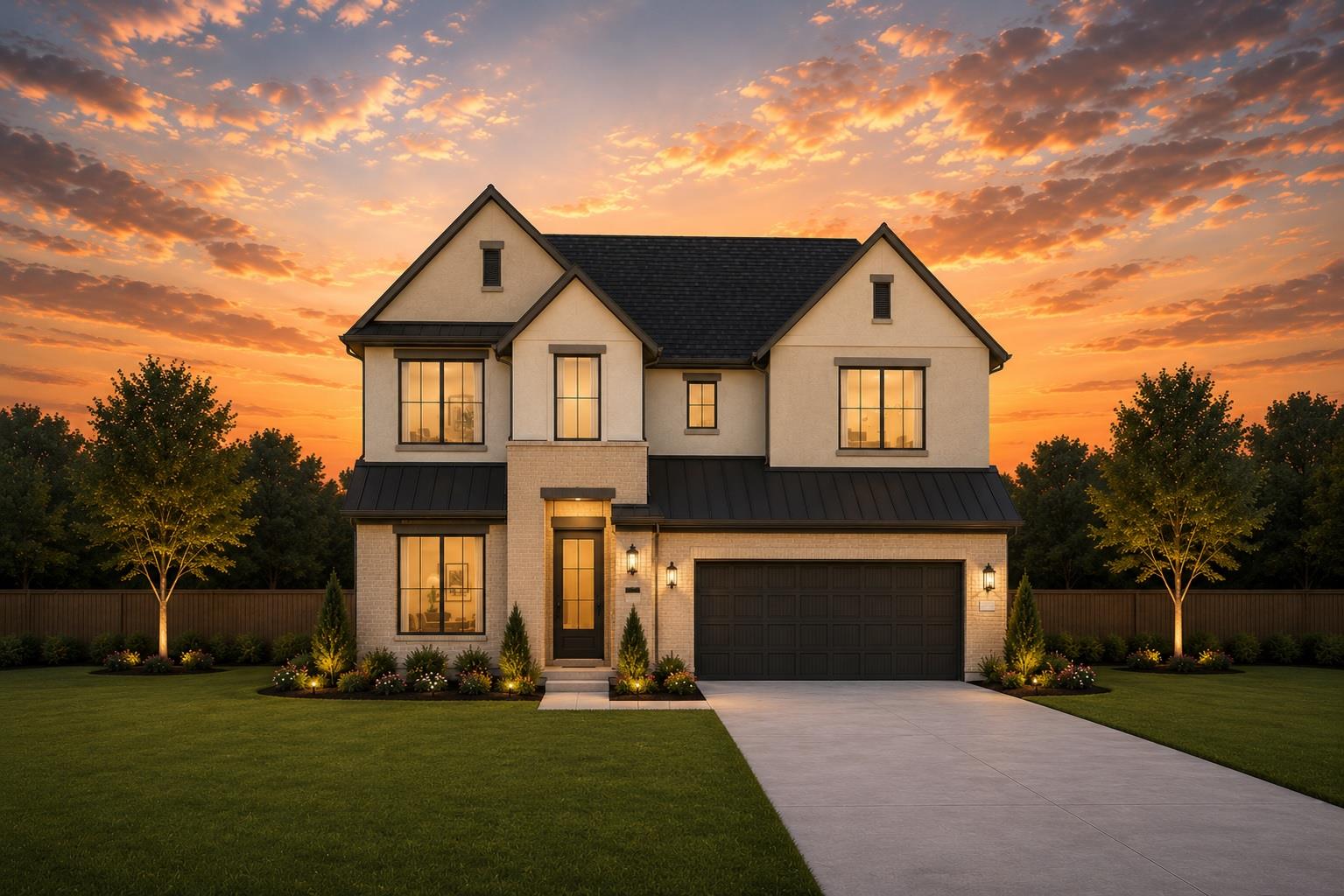 Sharp architectural peaks and stone accents defin